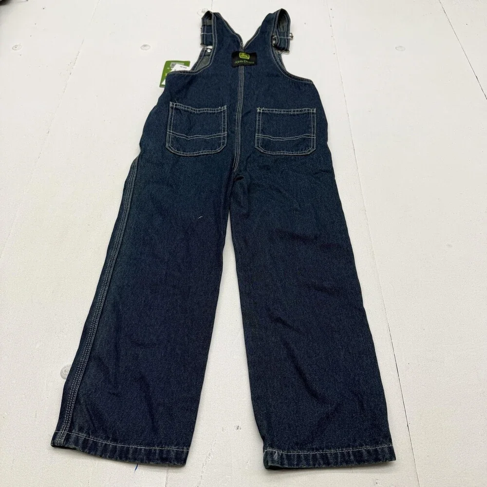 John Deere Overalls Kids 5 Blue Denim Bib Adjustable Straps Pockets Casual